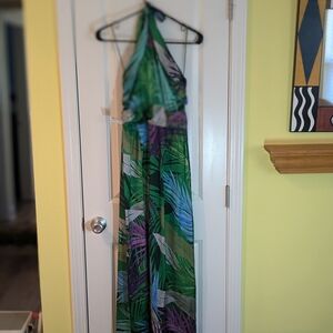 Tropical Halter Maxi Dress